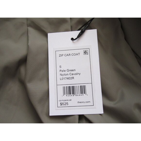 New Women Theory Full Zip Button Snap Pale Green Nylon Jacket Sz S (WS69) - Picture 2 of 11